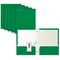 Better Office Products 2 Pocket Glossy Laminated Paper Folders Portfolio With Prongs, Letter Size, Green, 25PK 84288 - alternate 1